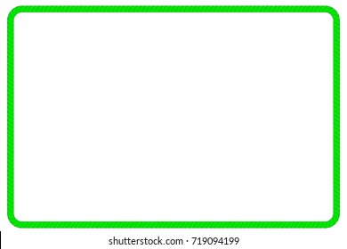 Rectangle Frame from green rope for Your Element Design, Isolated on White 
