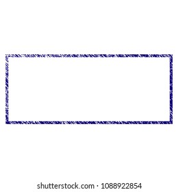 Rectangle frame grunge textured template. Vector draft element with grainy design and unclean texture in blue color. Designed for overlay watermarks and rubber seal imitations.