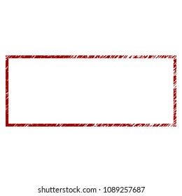 Rectangle frame grunge textured template. Vector draft element with grainy design and unclean texture in red color. Designed for overlay watermarks and rubber seal imitations.