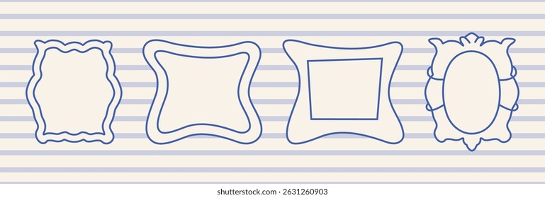 Rectangle frame in hand drawn style. Trendy doodles and scribbles. Border mark. Ornament template. Outline. Vintage and retro invitation. Wedding card. Minimalism. Elegant element. Geometric shapes