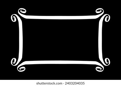 Rectangle frame hand painted with white paint brush on black background. Vector illustration