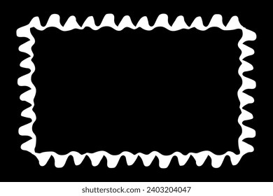 Rectangle frame hand painted with white paint brush on black background. Vector illustration