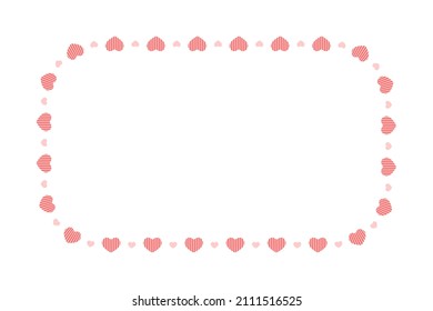 Rectangle frame with hearts. Template for Valentine day invitation card, photo, picture, banner. Vector flat illustration isolated on white background.