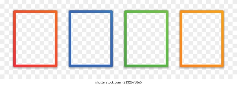 Rectangle frame icon set isolated on transparent background.