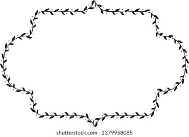 Rectangle Frame laurel wreath silhouette black horizontal vintage frames flower floral leaf border Botanical laurel ornate art leaf Elements design border retro badge decoration element isolated decor