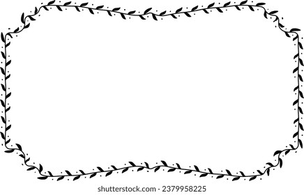 Rectangle Frame laurel wreath silhouette black horizontal vintage frames flower floral leaf border Botanical laurel ornate art leaf Elements design border retro badge decoration element isolated decor