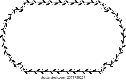 Rectangle Frame laurel wreath silhouette black horizontal vintage frames flower floral leaf border Botanical laurel ornate art leaf Elements design border retro badge decoration element isolated decor