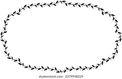 Rectangle Frame Lorbeerbaum Silhouette schwarze horizontale Vintage Rahmen Blumenblätter Blumenrahmen Botanischer Lorbeerbaum Elemente Design Rahmen Retro-Button Dekoration einzeln Einrichtung
