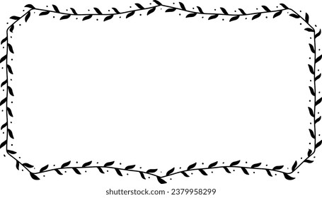 Rectangle Frame laurel wreath silhouette black horizontal vintage frames flower floral leaf border Botanical laurel ornate art leaf Elements design border retro badge decoration element isolated decor
