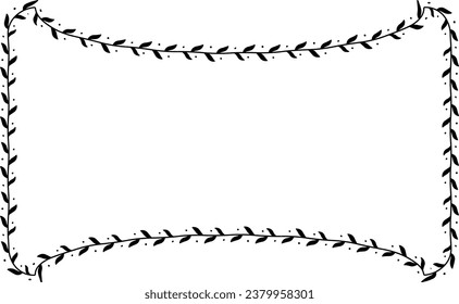 Rectangle Frame laurel wreath silhouette black horizontal vintage frames flower floral leaf border Botanical laurel ornate art leaf Elements design border retro badge decoration element isolated decor