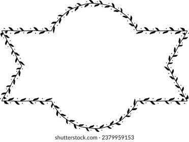 Rectangle Frame laurel wreath silhouette black horizontal vintage frames flower floral leaf border Botanical laurel ornate art leaf Elements design border retro badge decoration element isolated decor