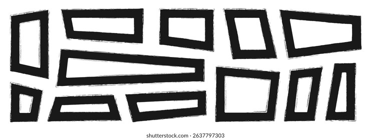 Rectangle frame line. Dirty borders collection. Grunge frame border texture on isolate background. Vector illustration.