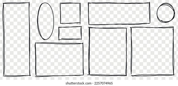 Rectangle frame line. square shape outline on hand draw style. vector illustration isolated