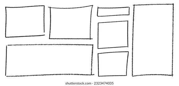 Rectangle frame line. square shape outline on hand draw style. vector illustration isolated