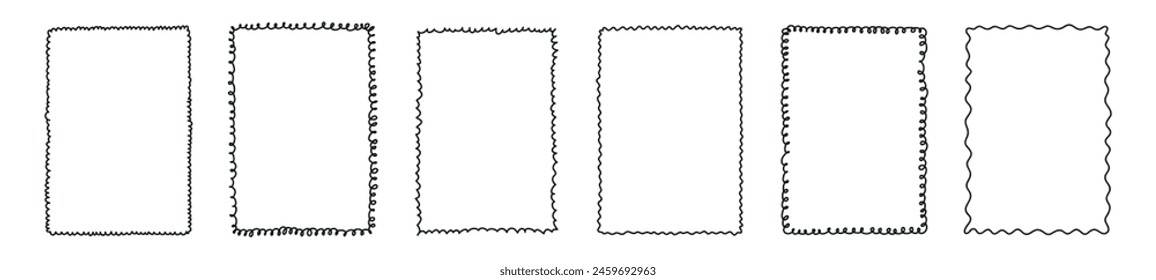 Rectangle frame line. square shape outline on hand draw style. vector illustration isolated