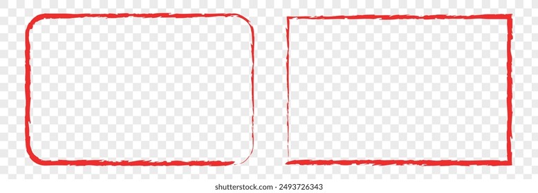 Rectangle frame line. square shape outline on hand draw style. vector illustration isolated. Red brush frame. Eps 10.