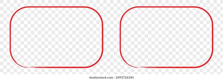 Rectangle frame line. square shape outline on hand draw style. vector illustration isolated. Red brush frame. Eps 10.