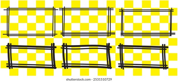 Rectangle frame line. square shape outline on hand draw style. vector illustration isolated