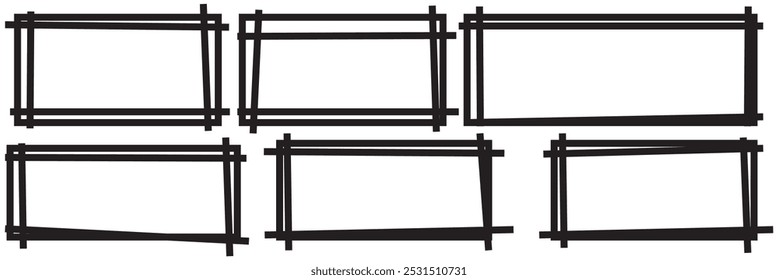 Rectangle frame line. square shape outline on hand draw style. vector illustration isolated