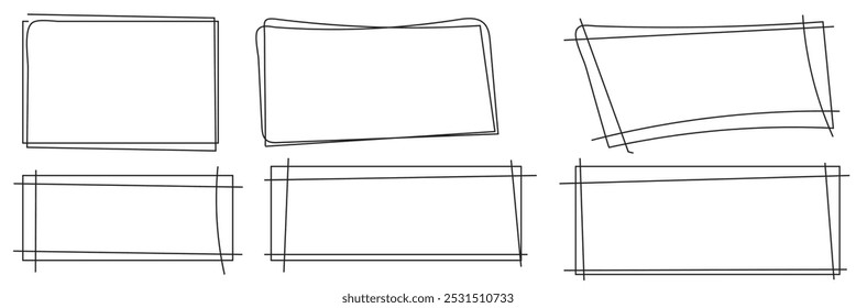 Rectangle frame line. square shape outline on hand draw style. vector illustration isolated