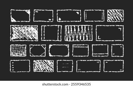 Rectangle frame, line square shape. Chalk box, brush vector border. Sketch hand drawn outline style. Text box. Rough pencil grunge painting