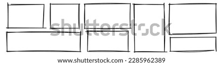 Rectangle frame line. square shape outline on hand draw style. vector illustration isolated