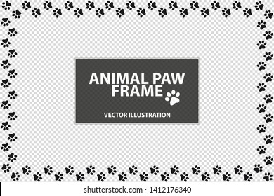 Rectangle Frame Made Of Animal Paws - Vector Illustration - Isolated On Transparent Background