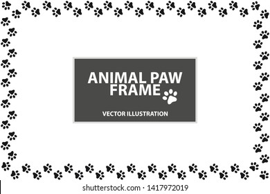 Rectangle Frame Made Of Animal Paws - Vector Illustration - Isolated On White Background