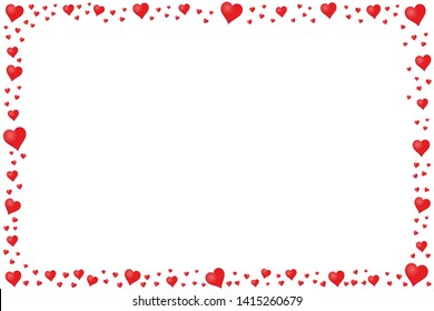 Rectangle Frame Made Of Red Hearts - Vector Illustration - Isolated On White Background