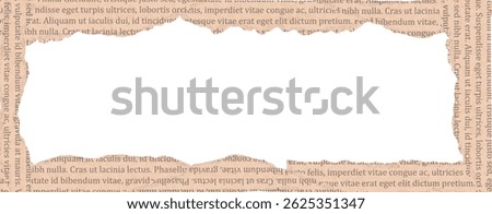 Rectangle frame of ripped newspaper or book piece with old text in realistic style