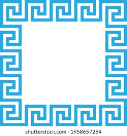 Rectangle frame with seamless meander pattern. Meandros, a decorative border, constructed from continuous lines, shaped