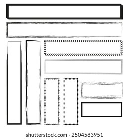 Rectangle frame set. Black and white borders. Vector illustration. Decorative elements.
