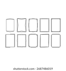 Rectangle frame shape icon, vertical decorative vintage border doodle element for simple banner design in vector illustration.
