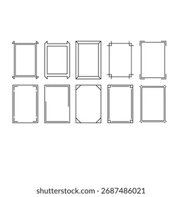 Ícone de forma de quadro de retângulo, elemento decorativo vertical vintage borda doodle para design de banner simples na ilustração vetorial.
