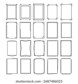 Rectangle frame shape icon, vertical decorative vintage border doodle element for simple banner design in vector illustration.
