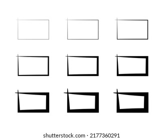 rectangle frame template hand drawn line art outline