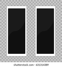 Rectangle frame template. White plastic border on a transparent background. Vector illustration.  EPS10. Retro.