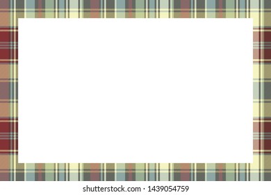 Rectangle frame vector vintage pattern design template. Border designs plaid fabric texture. Scottish tartan background for collage art, gif card, handmade crafts.