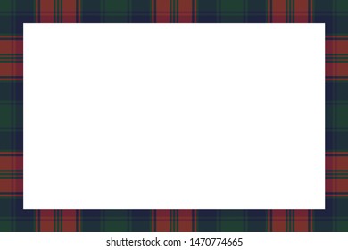 Rectangle frame vector vintage pattern design template. Border designs plaid fabric texture. Scottish tartan background for collage art, gif card, handmade crafts.