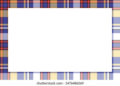 Rectangle frame vector vintage pattern design template. Border designs plaid fabric texture. Scottish tartan background for collage art, gif card, handmade crafts.
