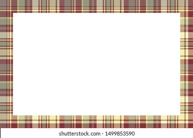 Rectangle frame vector vintage pattern design template. Border designs plaid fabric texture. Scottish tartan background for collage art, gif card, handmade crafts.