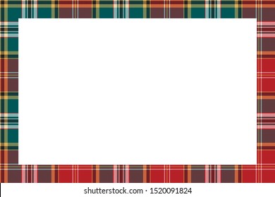 Rectangle frame vector vintage pattern design template. Border designs plaid fabric texture. Scottish tartan background for collage art, gif card, handmade crafts.