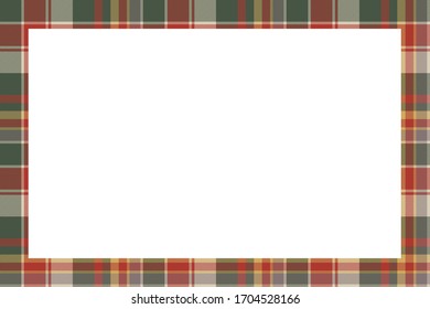 Rectangle frame vector vintage pattern design template. Border designs plaid fabric texture. Scottish tartan background for collage art, gif card, handmade crafts.