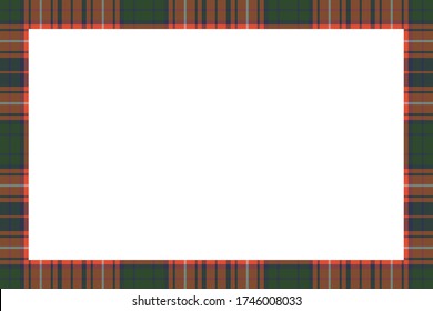 Rectangle frame vector vintage pattern design template. Border designs plaid fabric texture. Scottish tartan background for collage art, gif card, handmade crafts.