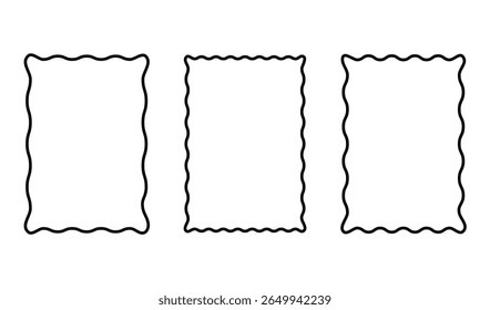 Rectangle frame with wavy edges, Zig zag wavy edge rectangle frame. Abstract elements for template photo frames, text boxes, tags, labels, promo material, web or social media design.