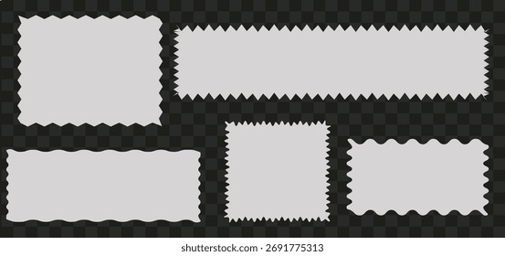 Quadro de retângulo com zig zag pontas irregulares no plano de fundo transparente