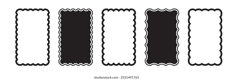 rectangle frames black double edge vector design isolated white background