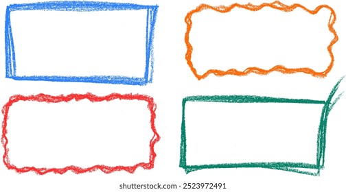 Conjunto de Vector de dibujo de tiza de crayón de marcos rectangulares