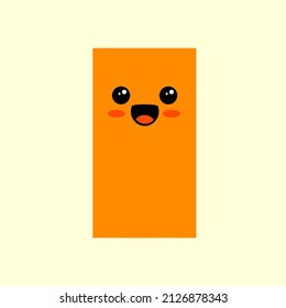 Rectángulo. Geometría para los niños. Figura geométrica. Emociones. Desarrollo de los niños. Forma geométrica con cara linda. Kawaii.