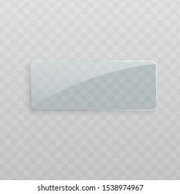 Rectangle glass frame isolated on transparent background, clear plastic object with empty copy space and shiny realistic texture - vector illustration